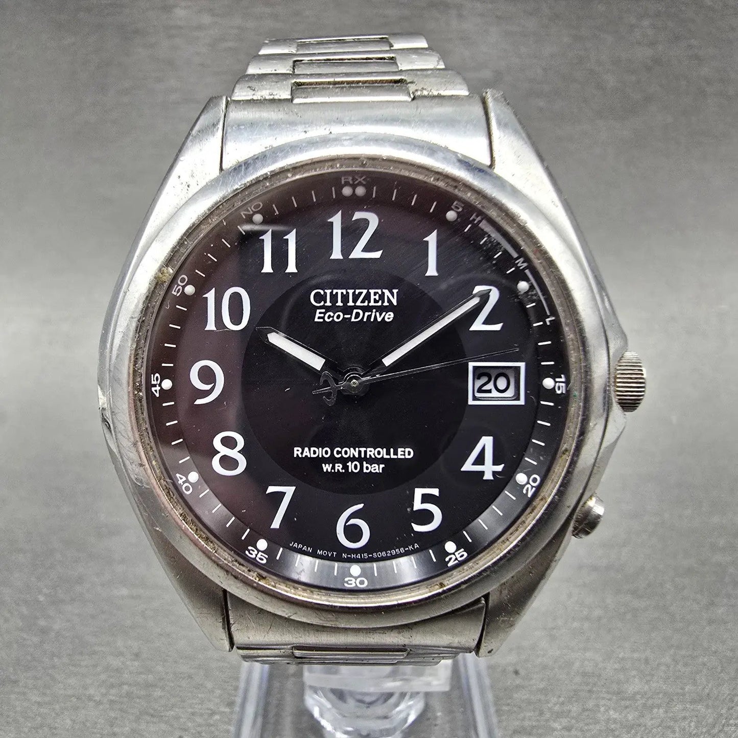 Citizen Eco-Drive Watch Men 38mm Black Dial Steel Atomic Round Date READ!!!!!!!!0