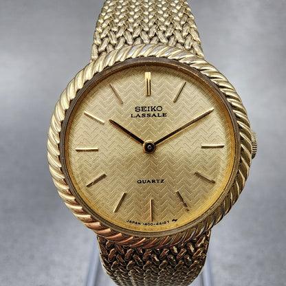 Seiko Lassale Watch Women 22mm Champagne Dial Gold Tone 14000479 New Battery1