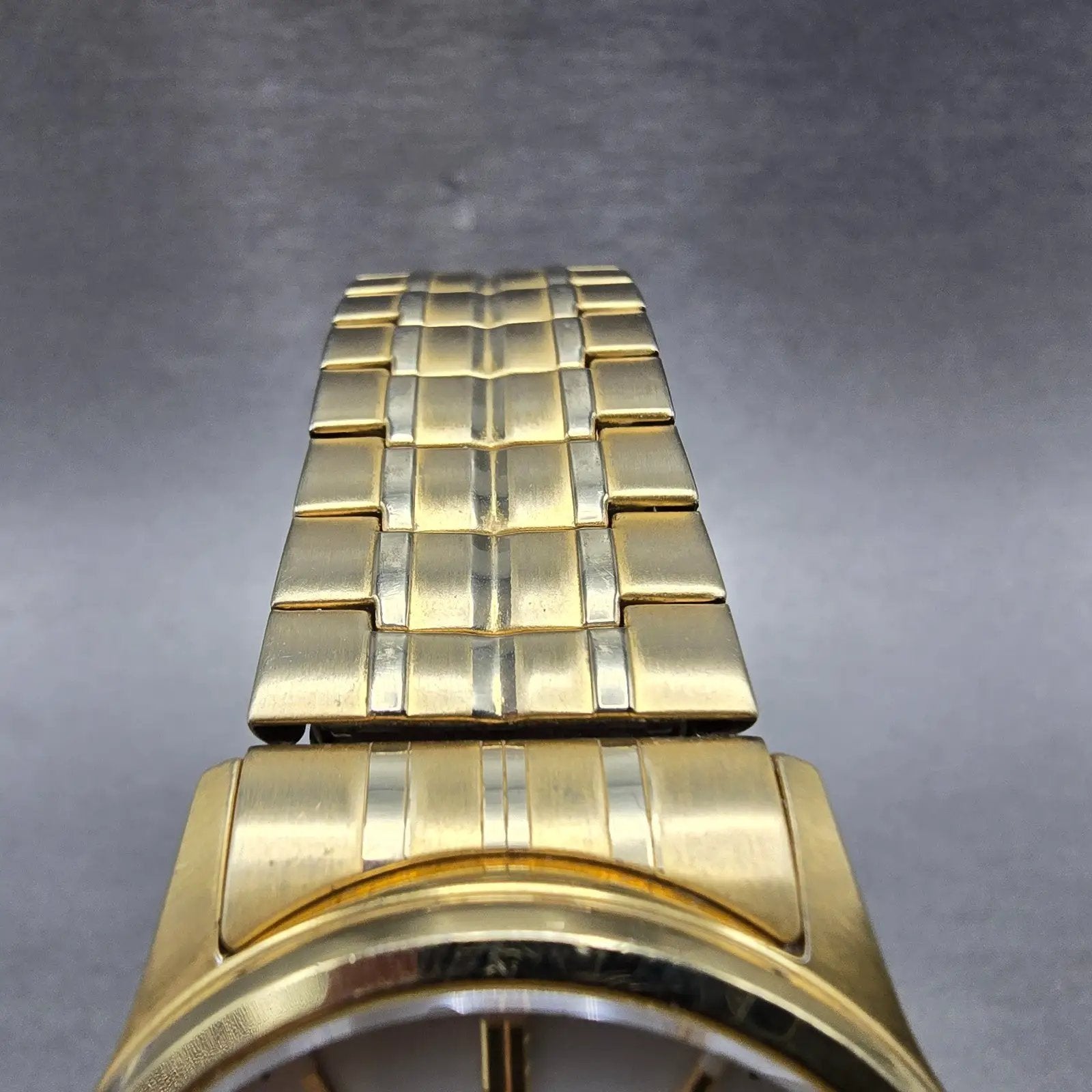 Citizen Eco-Drive Watch Men 36mm White Dial Gold Tone Daydate E101-S058023 RunsK4