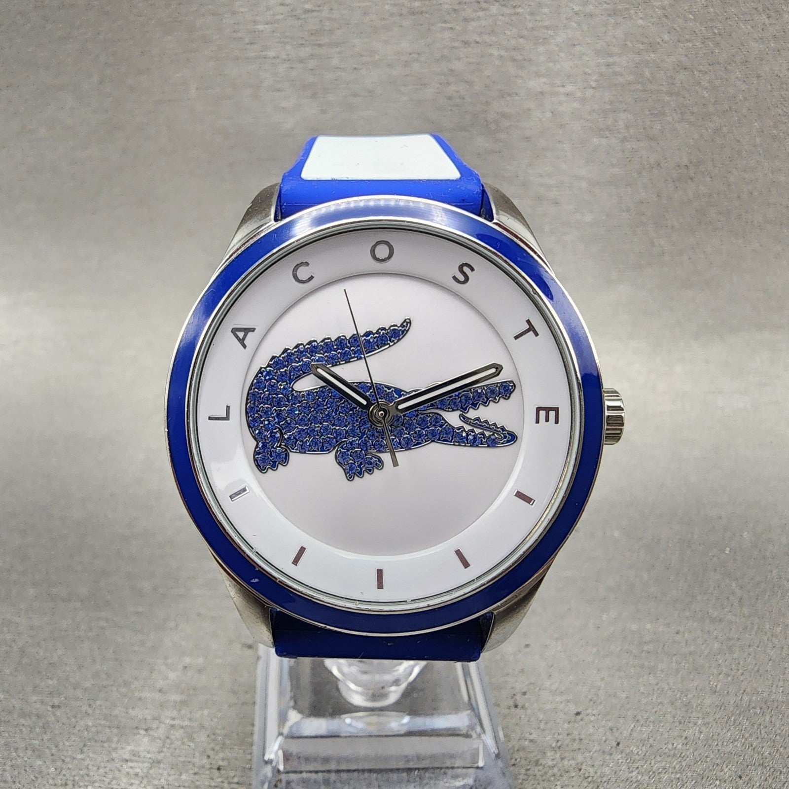 Lacoste Victoria Watch Women 40mm White Dial Silver Tone Round New Battery0