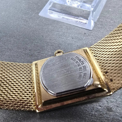 Longines Tank Watch Women 21mm Gold Dial Gold Tone Rectangle New Battery VTG10