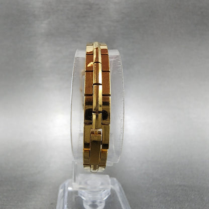 Seiko Watch Women 13mm Gold Dial Gold Tone Rectangle 2E207479 New Battery7