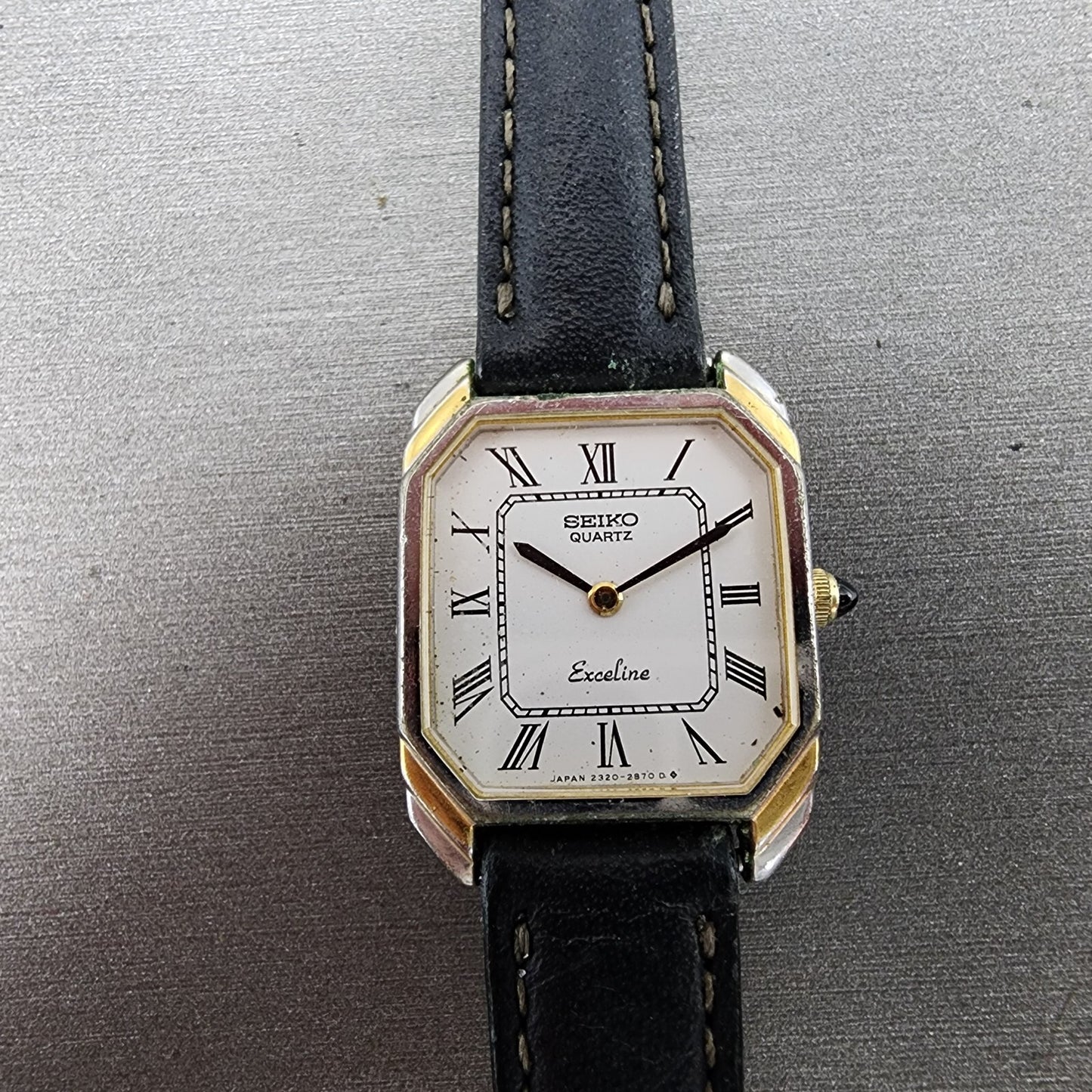 Seiko Exceline Watch Women 21mm White Dial Two Tone Rectangle 23206440 PARTS0