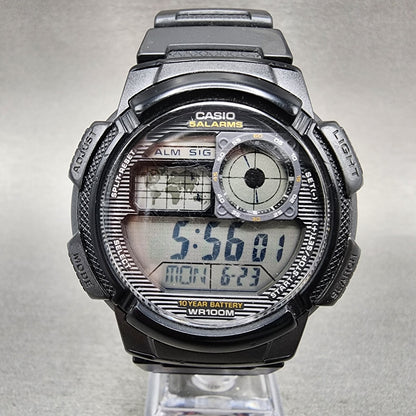 Casio AE1000W World Time Watch Men 43mm Digital Black Tone Alarm Chrono New Bat0