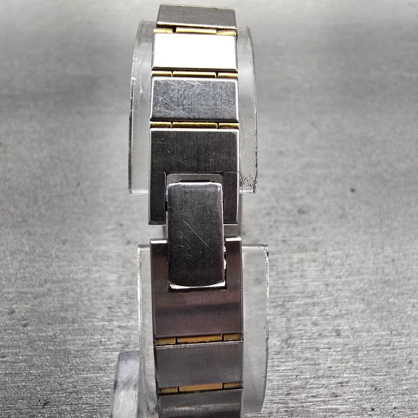Seiko Watch Women 17mm Silver Dial Two Tone Rectangle 7320-5039 New Battery VTG7
