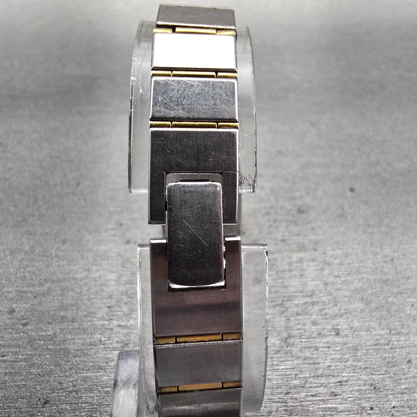 Seiko Watch Women 17mm Silver Dial Two Tone Rectangle 7320-5039 New Battery VTG7