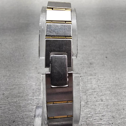 Seiko Watch Women 17mm Silver Dial Two Tone Rectangle 7320-5039 New Battery VTG7