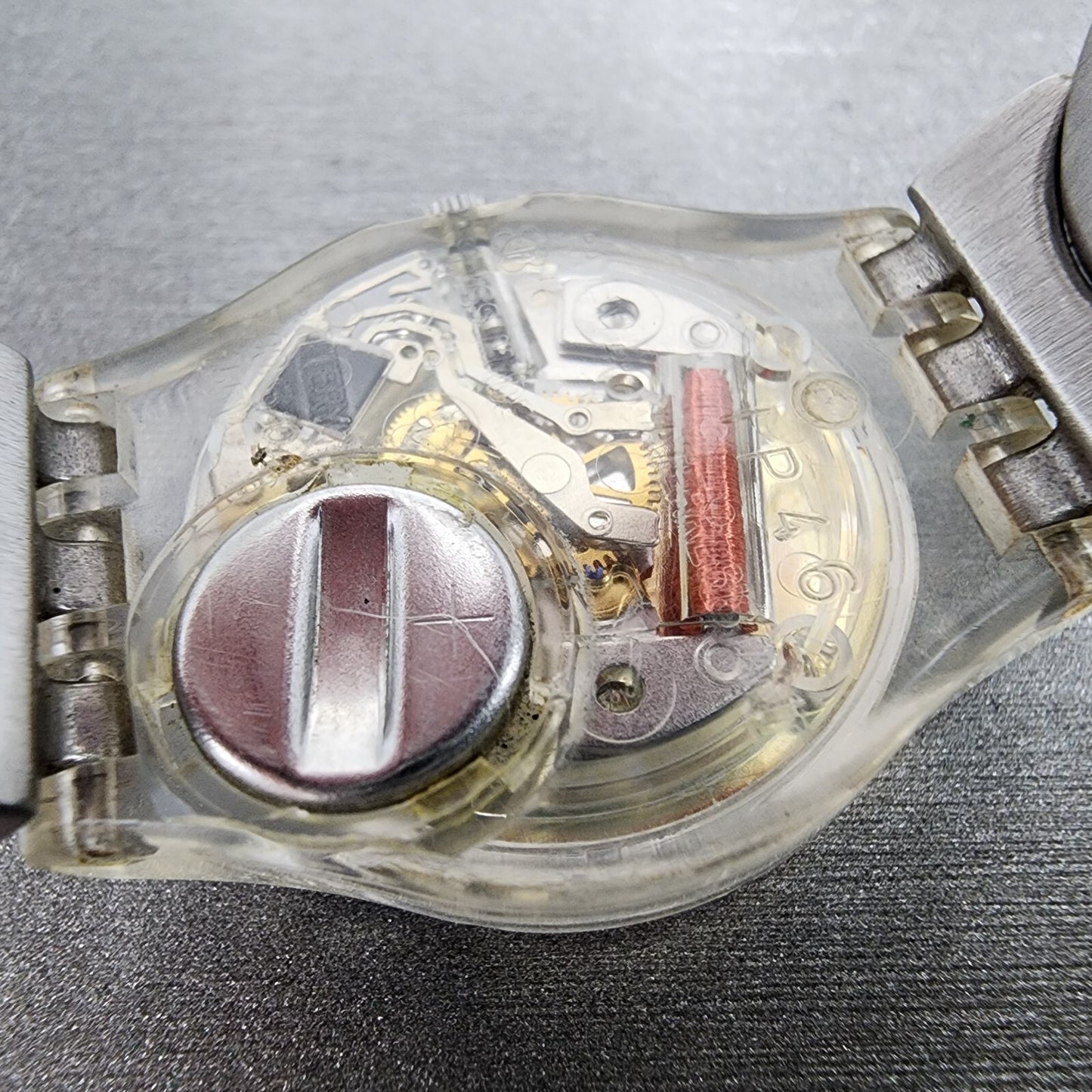 Swatch Metallic Dune Watch Women 25mm Silver Dial Clear Case Round LK258G NewBat8