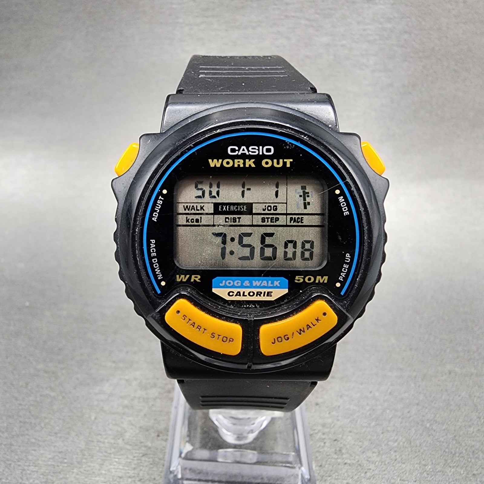 Casio Work Out JC10 Watch Men 41mm Digital Black Tone Alarm Chrono New BatteryA0