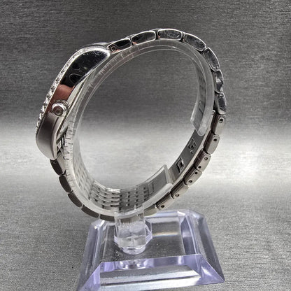 Bulova Watch Women 30mm MOP Dial Silver Tone Gemmed Tonneau 96R50 New Battery6