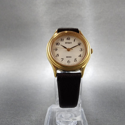 Seiko Spirit Watch Women 24mm White Dial Gold Tone 4n210540 New Battery5