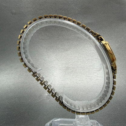 Seiko Watch Women 17mm Black Dial Gold Tone Rectangle 1N00-5K29 New Battery VTG8