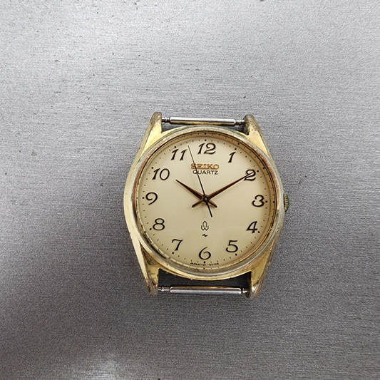 Seiko Watch Men 35mm Champagne Dial Gold Tone Round 71218000 VTG PARTS0