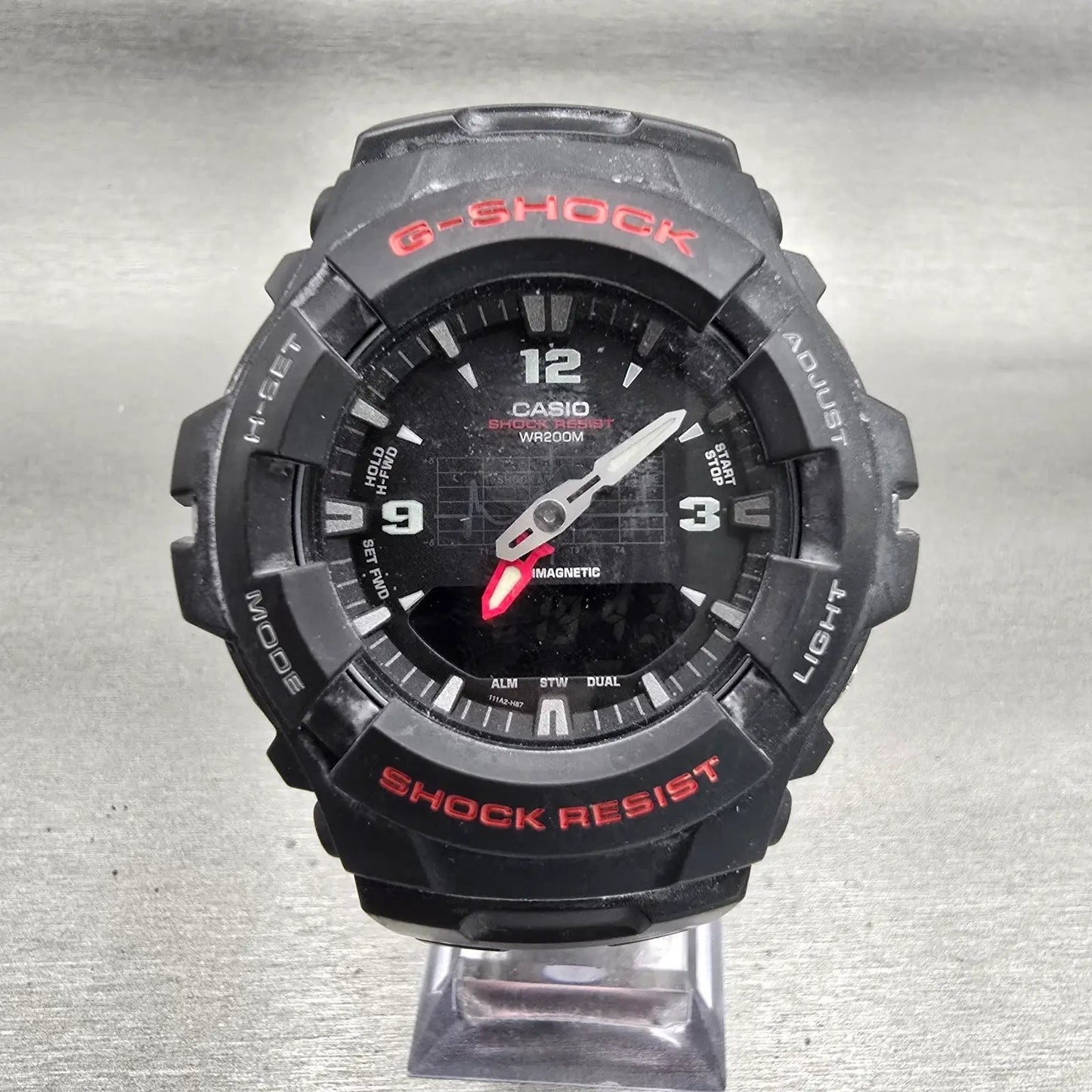 Casio G-Shock G-100 Watch Men 47mm Black Dial Black Case Alarm New Battery0