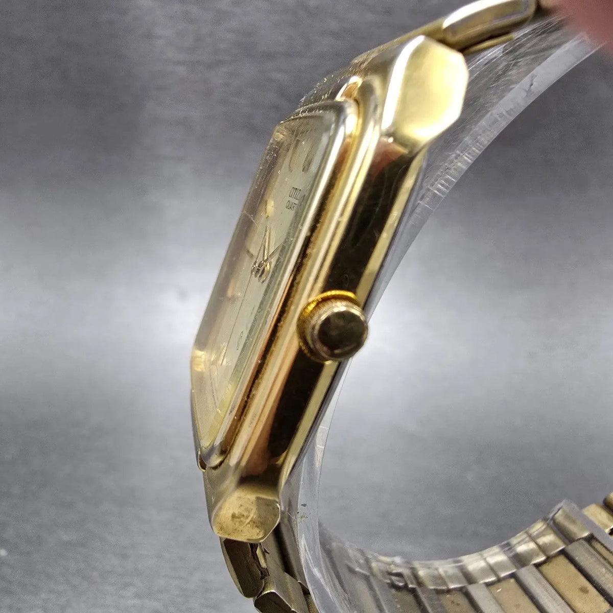 Citizen CQ Tank Watch Men 26mm Gold Dial Gold Tone Rectangle 6030-S16890 PARTS3