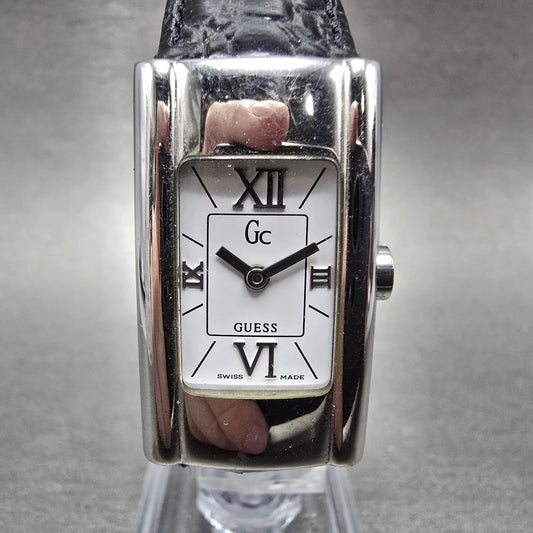 Guess Tank Watch Women 19mm White Dial Silver Tone Rectangle GC13000 New Battery0
