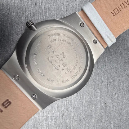 Skagen Watch Men 42mm Gray Dial Titanium Date Round 234XXLTW New Battery10