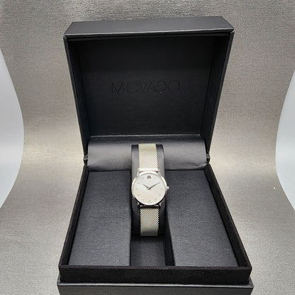 Movado Museum Watch Women 28mm MOP Dial Stainless Steel Diamond Markers New Bat1