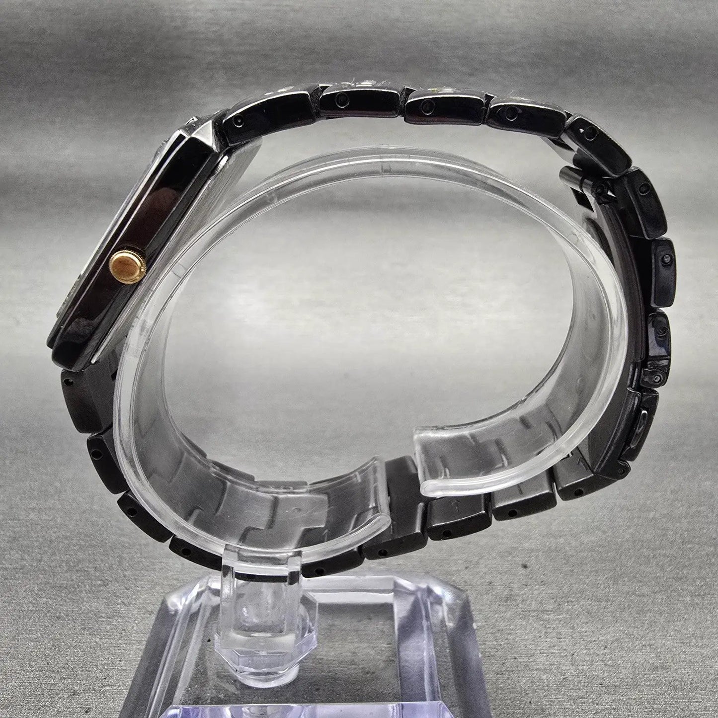 Seiko Tank Watch Men 30mm Black Dial Black Tone Date Rectangle 7N39-0AT0 NewBatt6