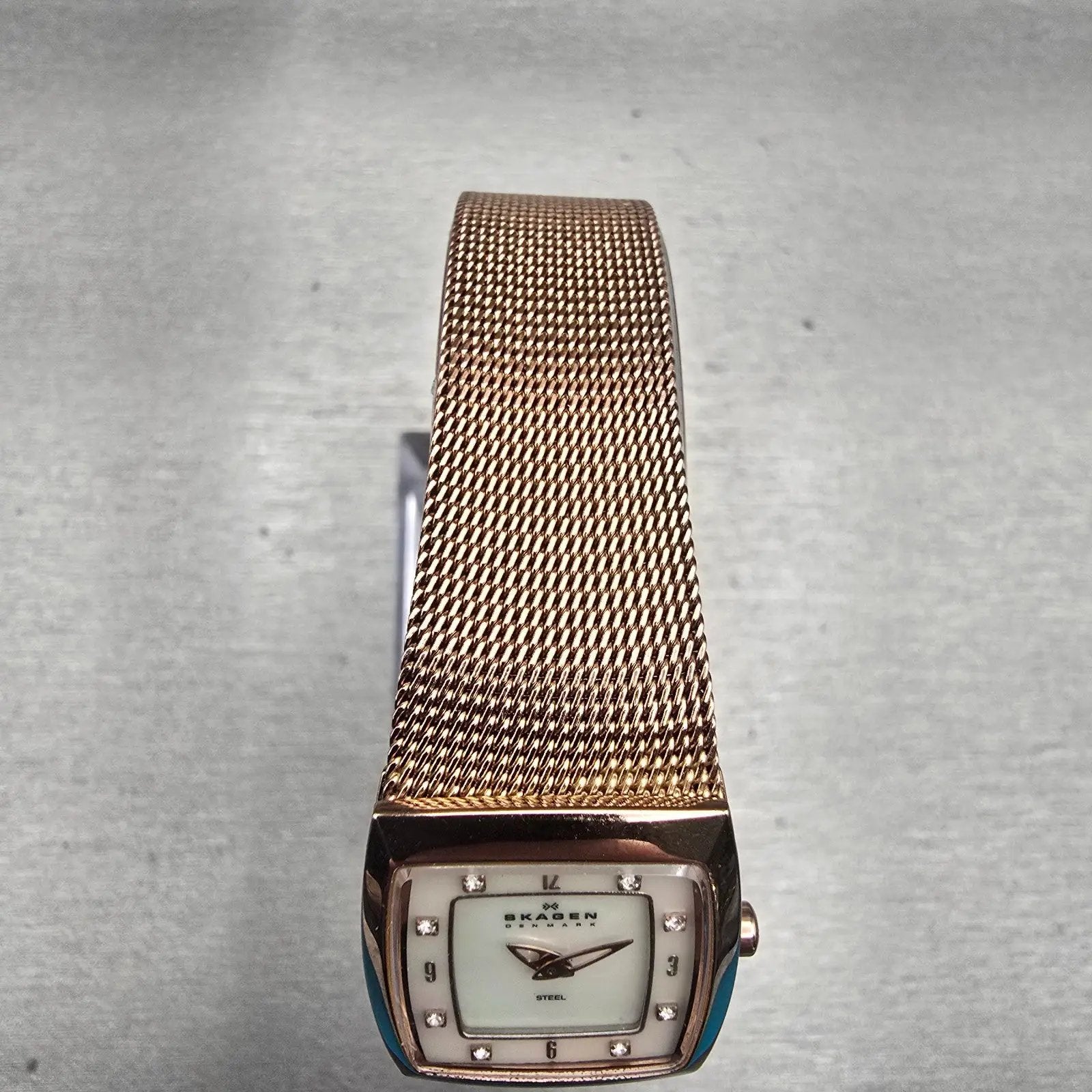 Skagen Denmark Watch Women 21mm MOP Dial Rose Gold Rectangle 380XSRR New Battery4