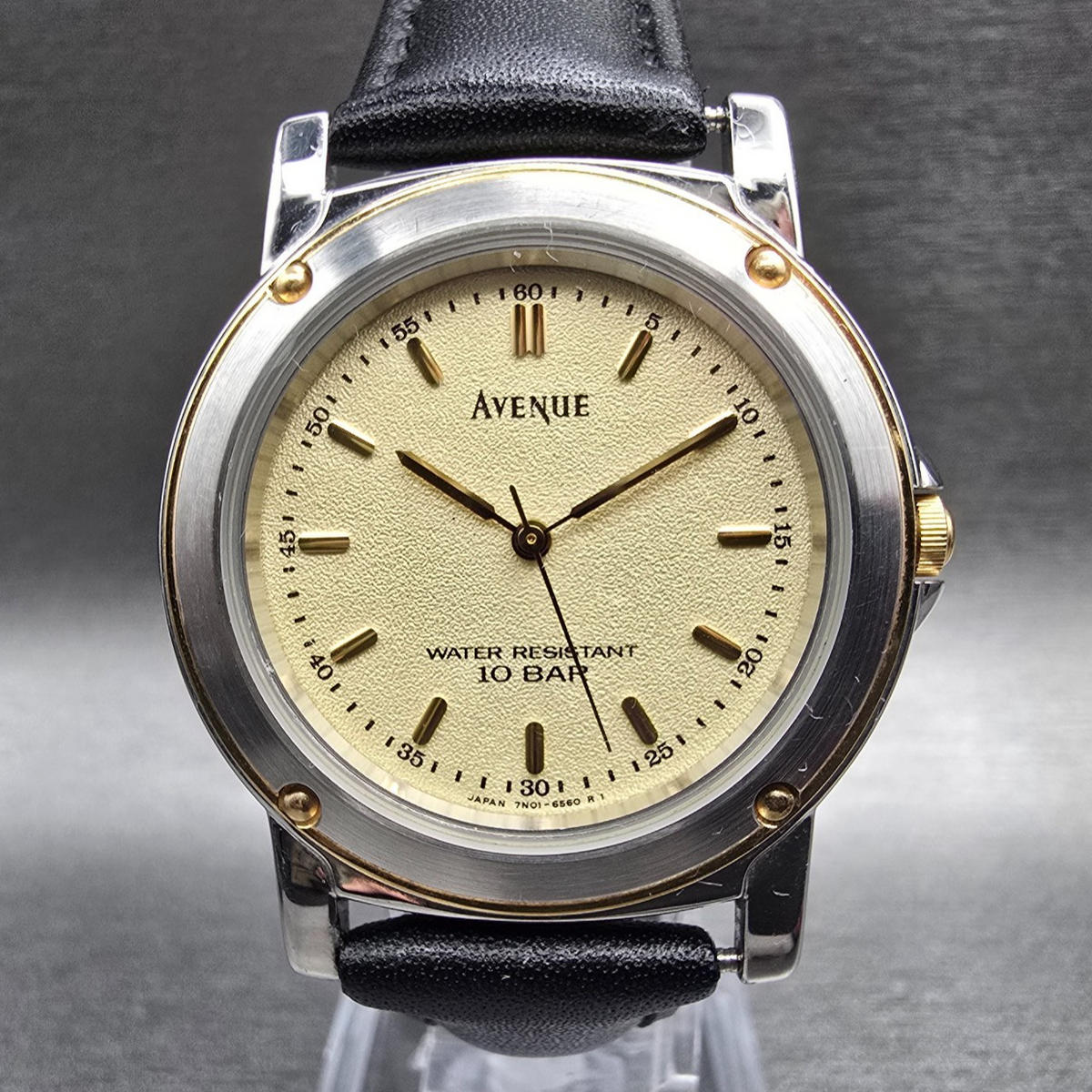 Seiko Avenue Watch Men 33mm Champagne Dial Two Tone Round 7N01-635A New Battery0