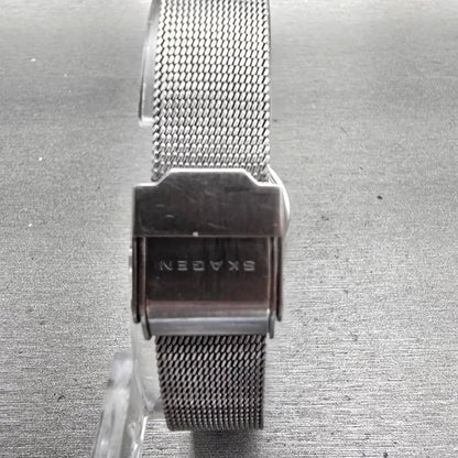 Skagen Steel Watch Women 25mm Silver Dial Silver Tone Round 107SGSC New Battery6