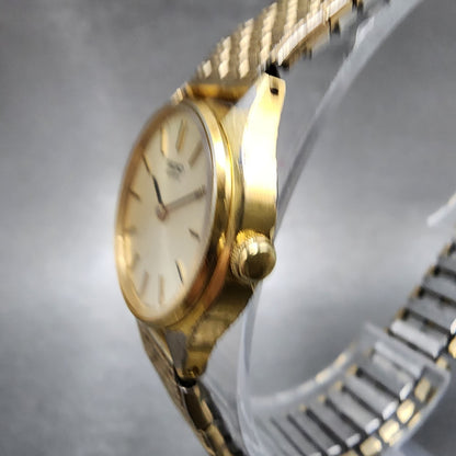 Seiko Watch Women 23mm Champagne Dial Gold Tone Round 47000059 New Battery2