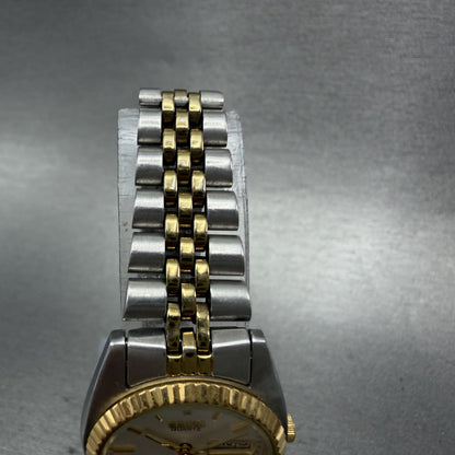 Seiko Watch Women 25mm White Dial Two Tone daydate Round 7n830041 New Batt AB564