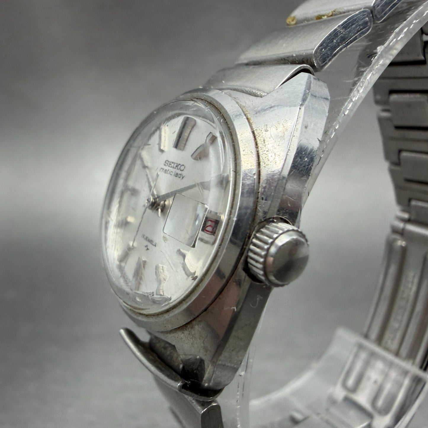 Seiko Maticlady Watch Women 23mm Silver Dial Silver Tone Date 2517-0211 Runs 4522