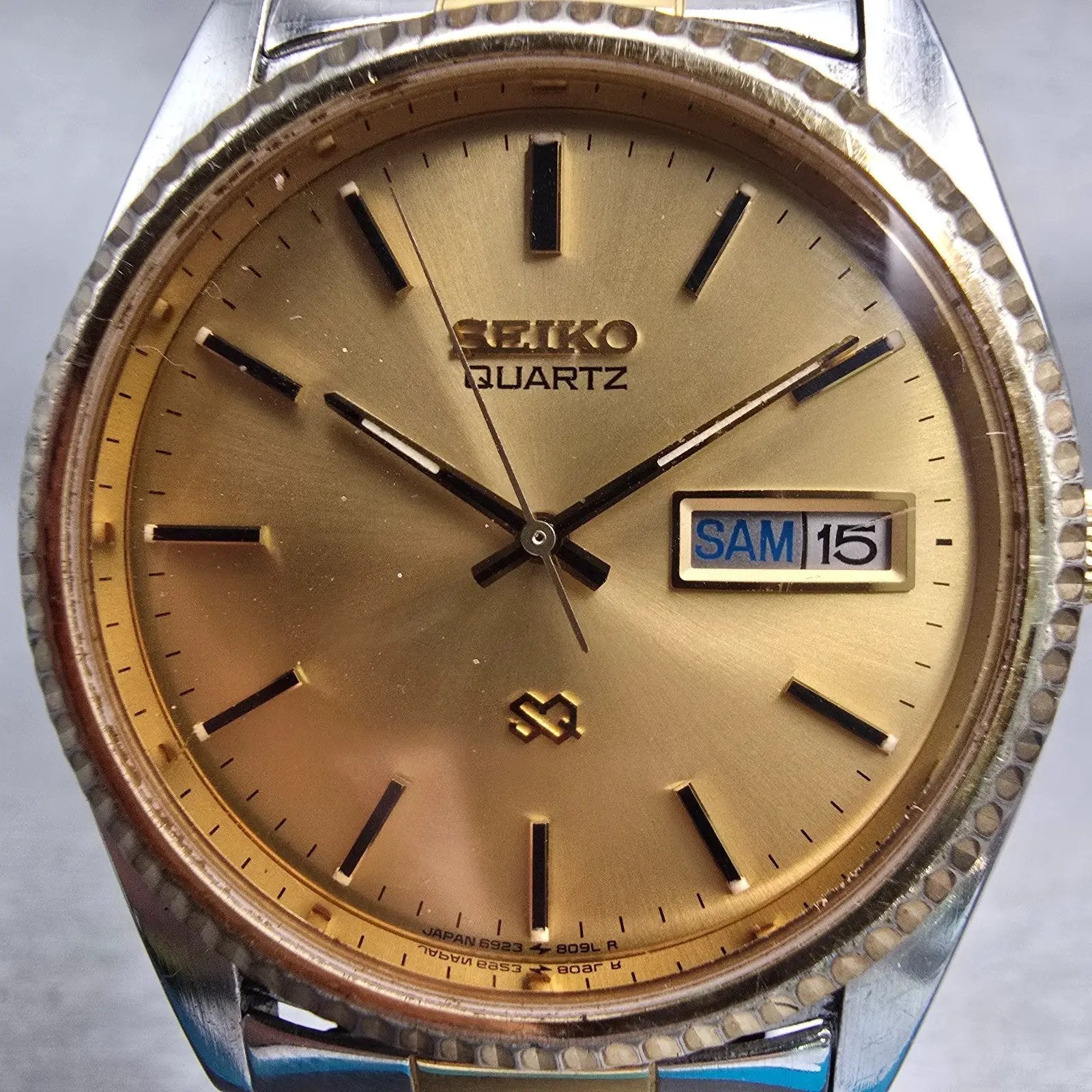 Seiko President Watch Men 36mm Gold Dial Two Tone Daydate 6923-8080 New Battery1