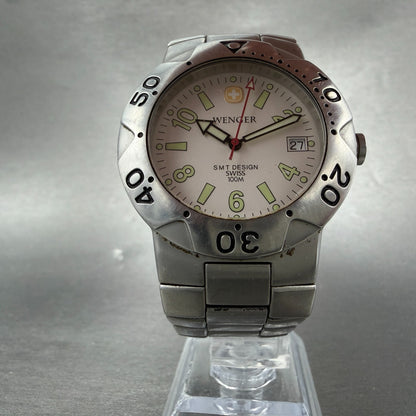 Wenger Dive Watch Men 39mm White Dial Silver Tone Date SMT Design New Battery5