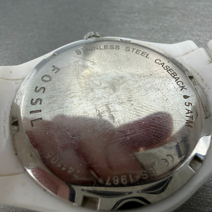 Fossil Stella Watch Women 38mm White Dial White Tone Round ES1967 New Battery9