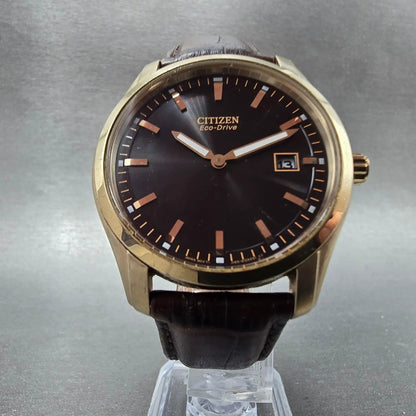 Citizen Eco-Drive Watch Men 40mm Black Dial Rose Gold Tone Date J165-S070937 Run5