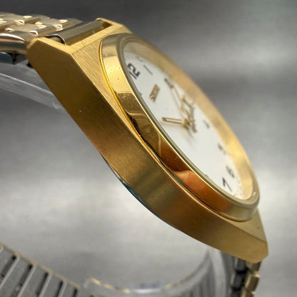 Seiko Watch Men 35mm White Dial Gold Tone Daydate Round V743-9029 New Battery3