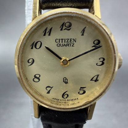 Citizen CQ Watch Women 20mm Champagne Dial Gold Tone Round 4-832370 New Battery1