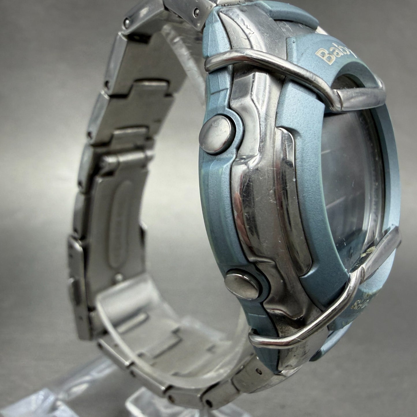 Casio Baby-G MSG-132 Watch Women 42mm Digital Blue Silver Alarm Chrono New batt3