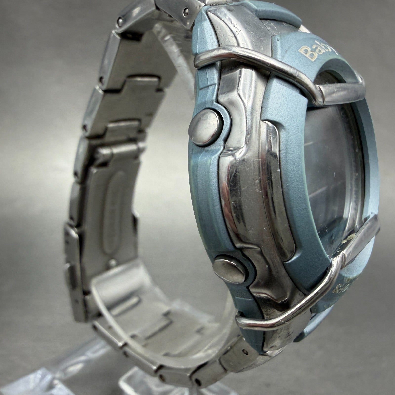 Casio Baby-G MSG-132 Watch Women 42mm Digital Blue Silver Alarm Chrono New batt3