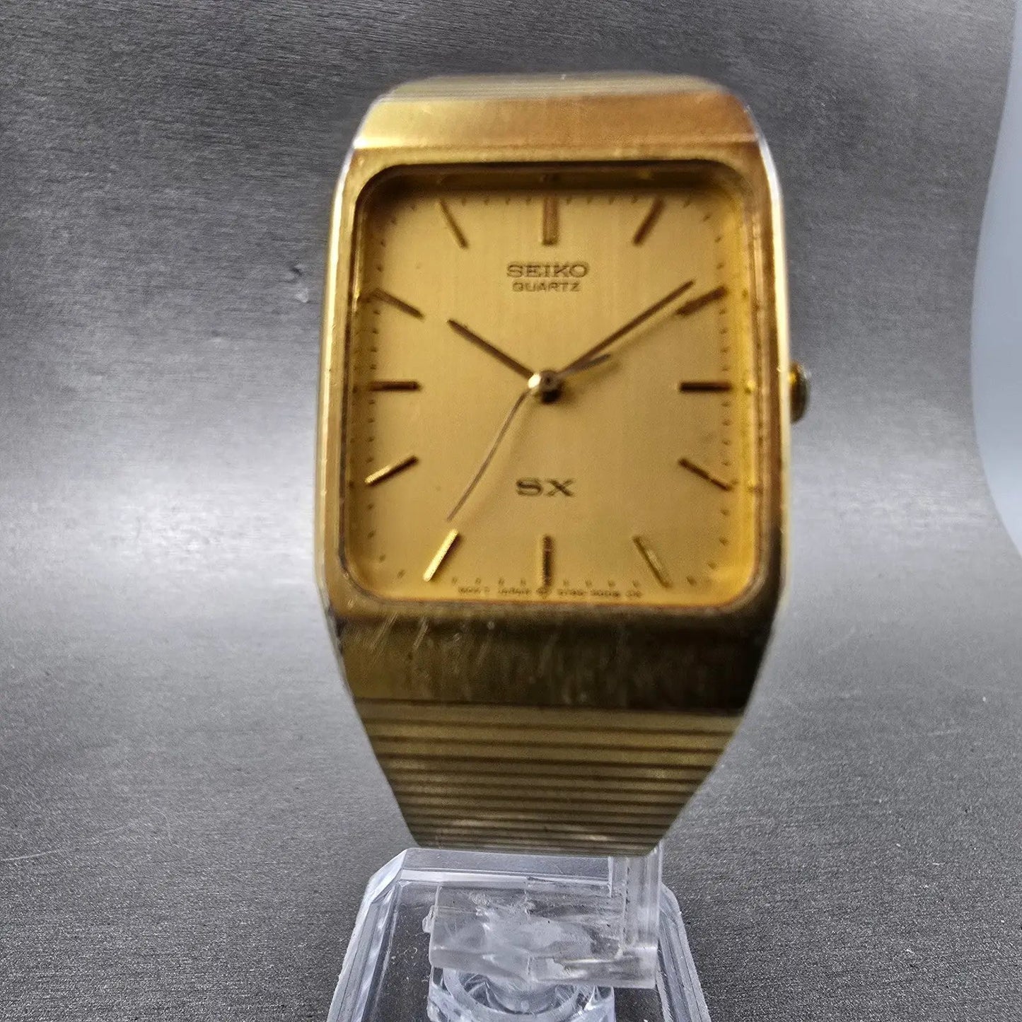 Seiko SX Tank Watch Men 26mm Champagne Dial Gold Tone Rectangle 5Y95-5009 PARTS6