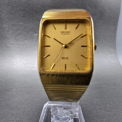 Seiko SX Tank Watch Men 26mm Champagne Dial Gold Tone Rectangle 5Y95-5009 PARTS6