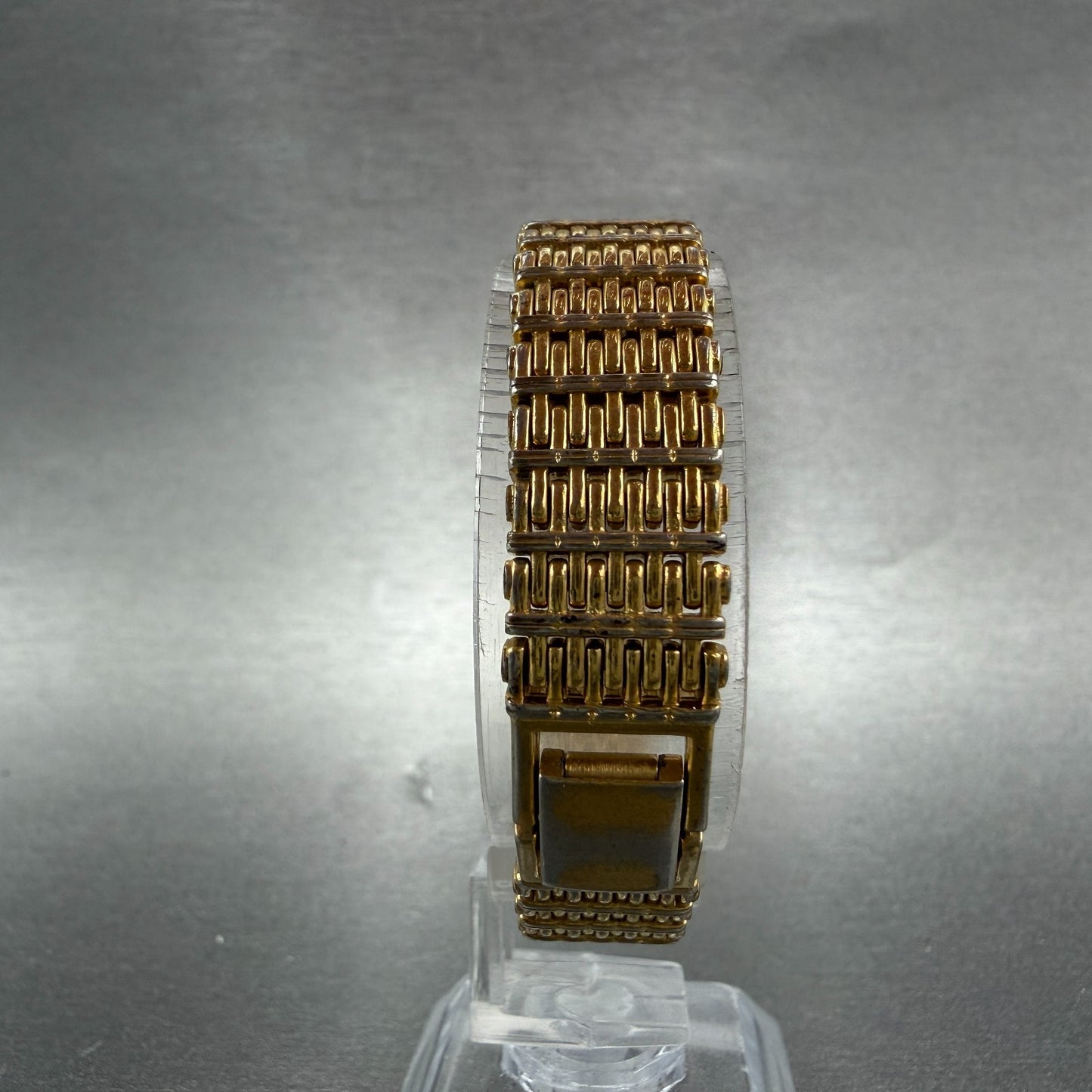 Seiko Tank Watch Women 12mm Champagne Dial Gold Tone 2e20-5079 New Battery 5127
