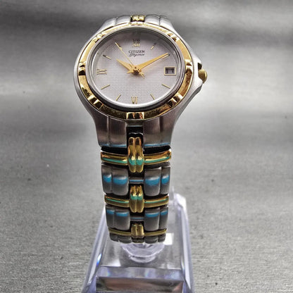 Citizen Elegance Watch Women 24mm Silver Dial Two Tone Date 1012-H20118 New Batt5