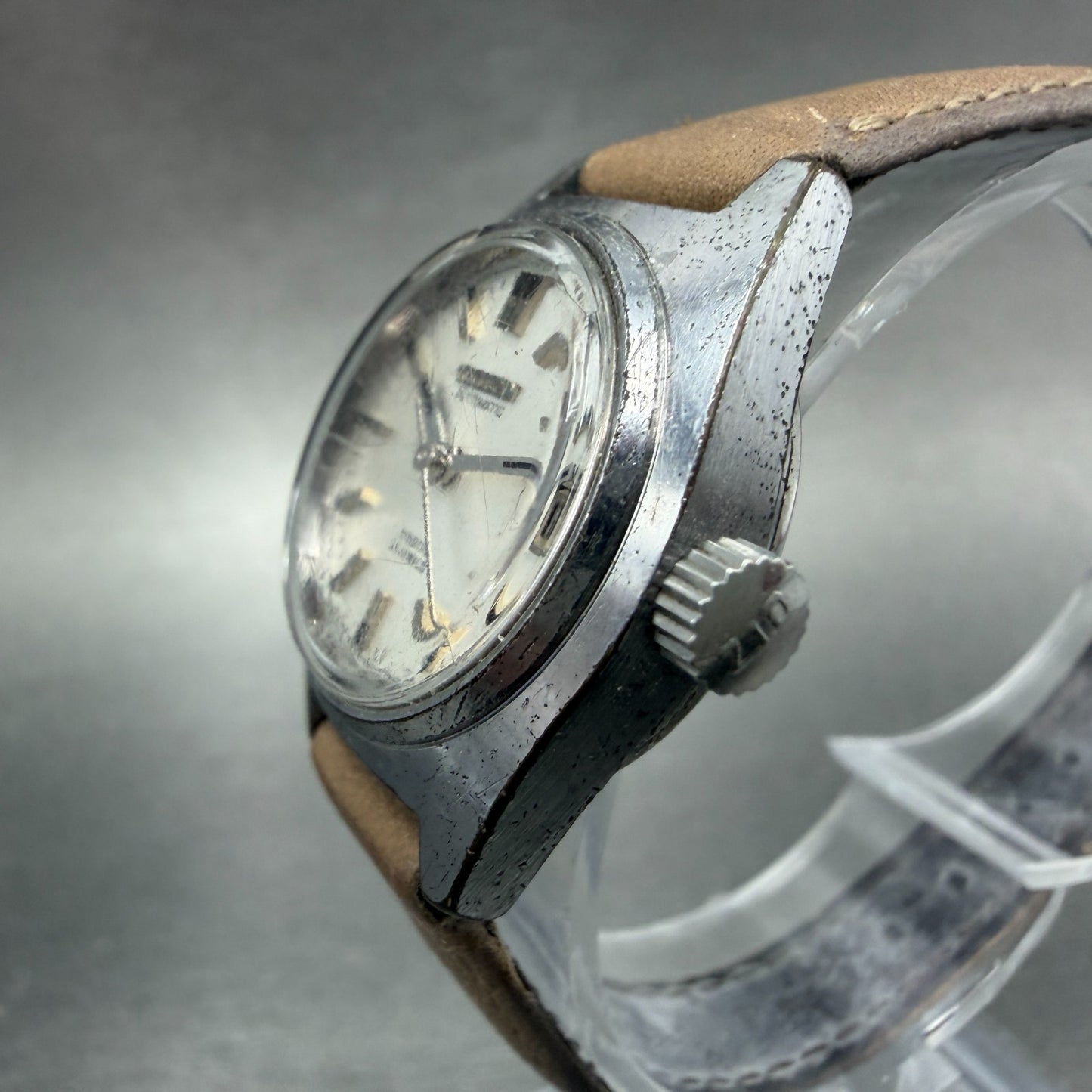 Citizen Automatic Watch Women 26mm White Dial Silver Tone Date Round Runs VTG2