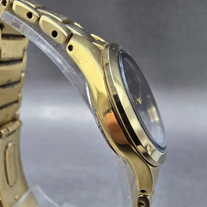 Seiko Solar Watch Women 26mm Black Dial Gold Tone Round V115-0AJ0 Works4