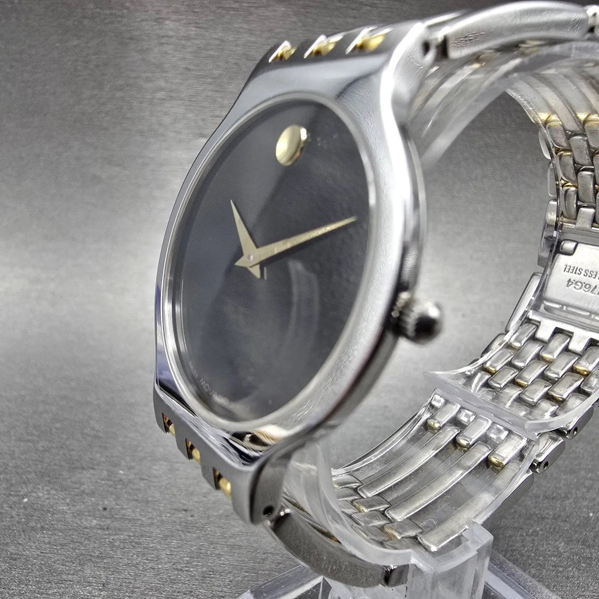 Movado Esperanza Watch Men 33mm Black Dial Two Tone 84.19.861 New Battery VHU2