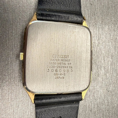 Citizen CQ Watch Men 27mm Gold Dial Gold Tone Rectangle 2830-262841 New Battery10