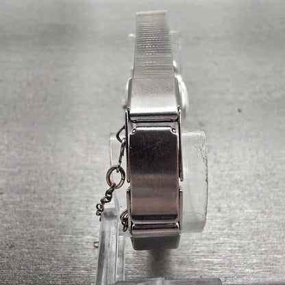 Seiko Watch Women 19mm Silver Dial Silver Tone Oval 5420-5320 New Battery VTG7
