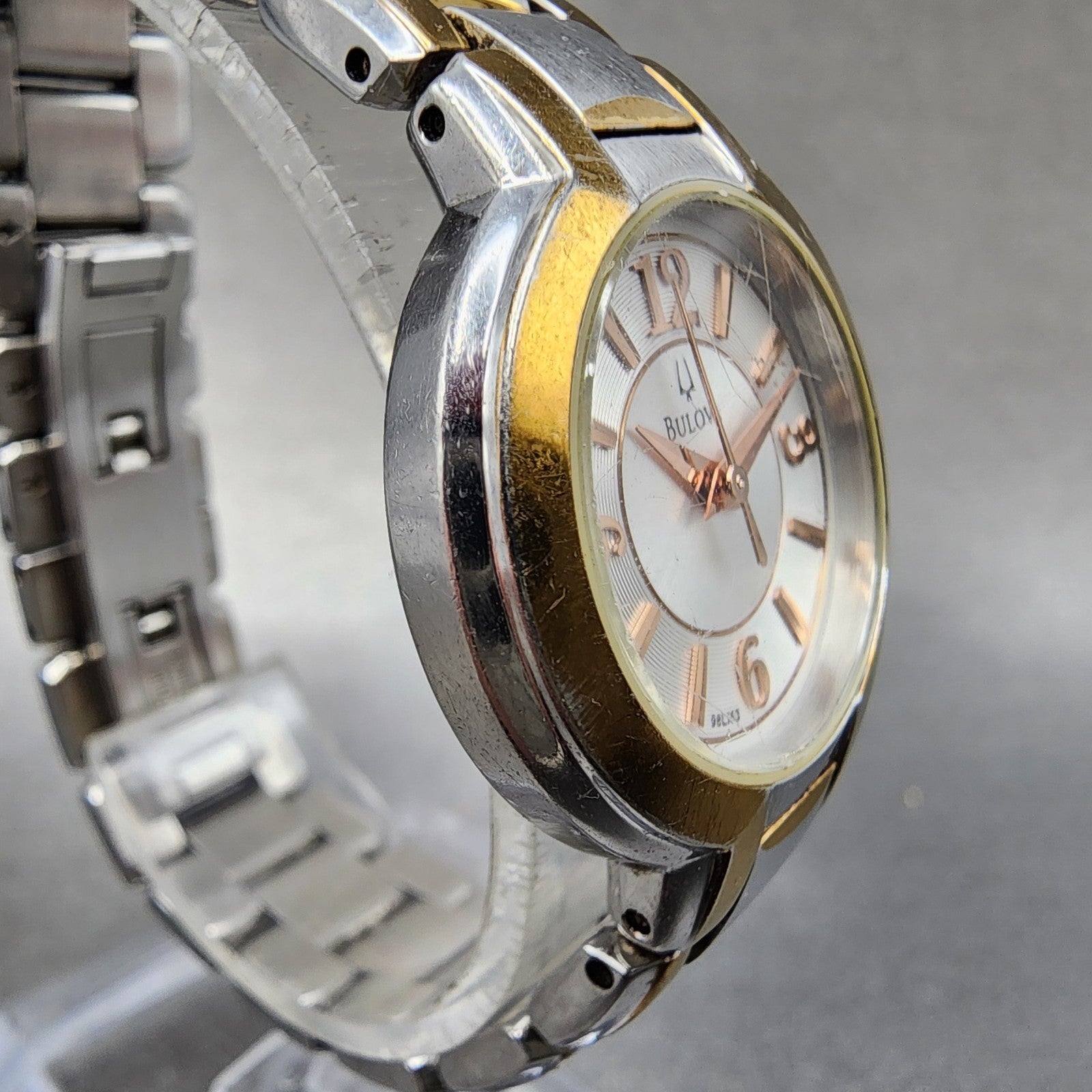 Bulova Watch Women 26mm Silver Dial Two Tone Round  98L153 New Battery3