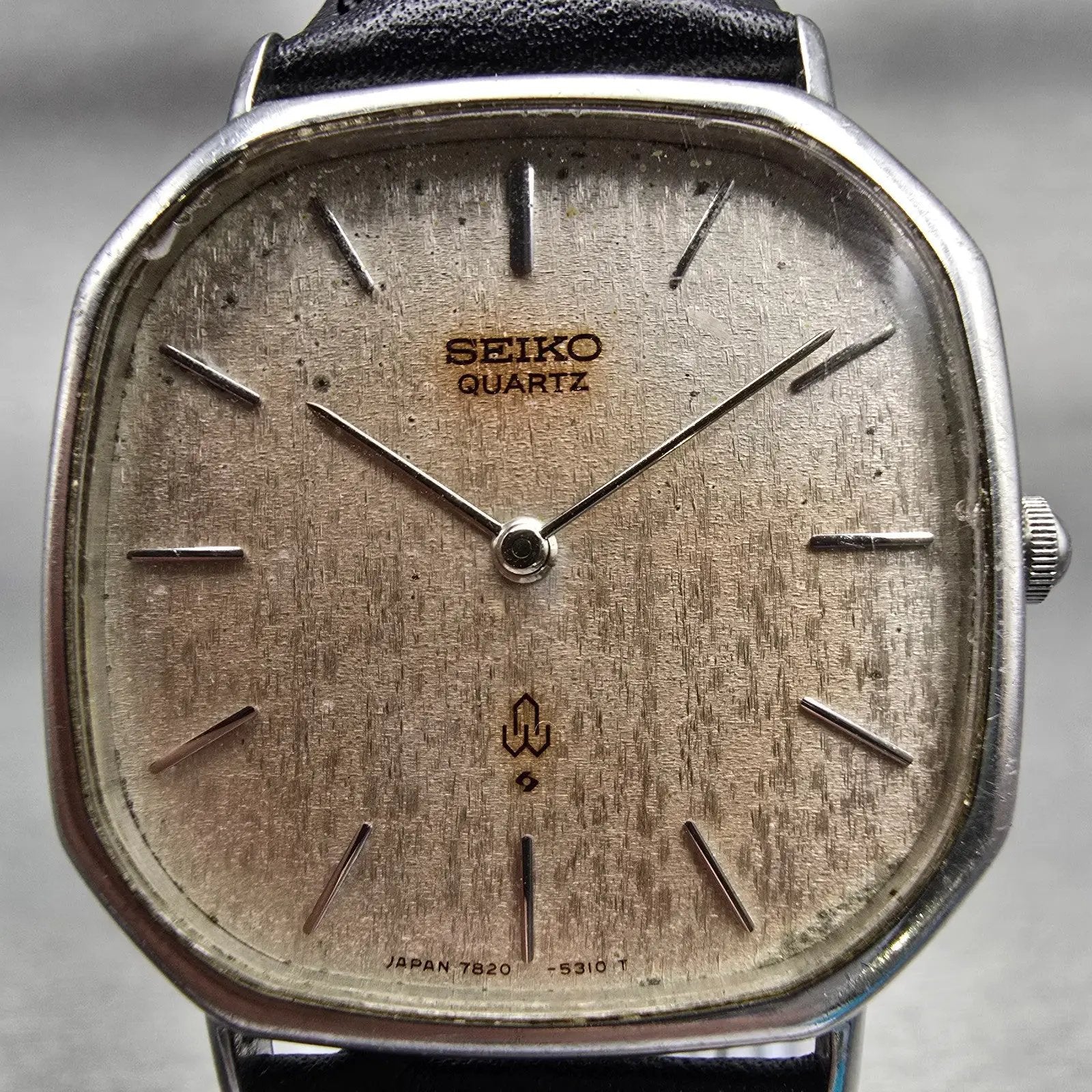 Seiko Watch Men 31mm Silver Dial Silver Tone Rectangle 7820-5210 New Battery VTG1