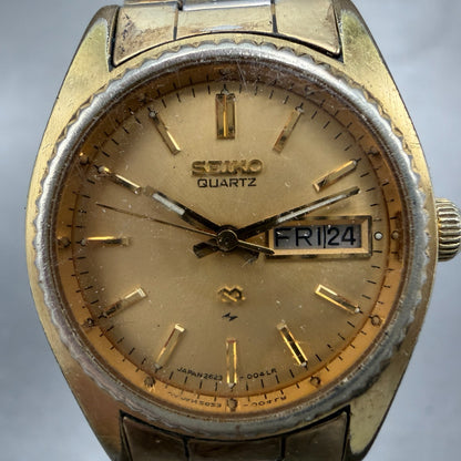 Seiko SQ Watch Women 25mm Champagne Dial Gold Tone Daydate 2623-0059 New Battery1