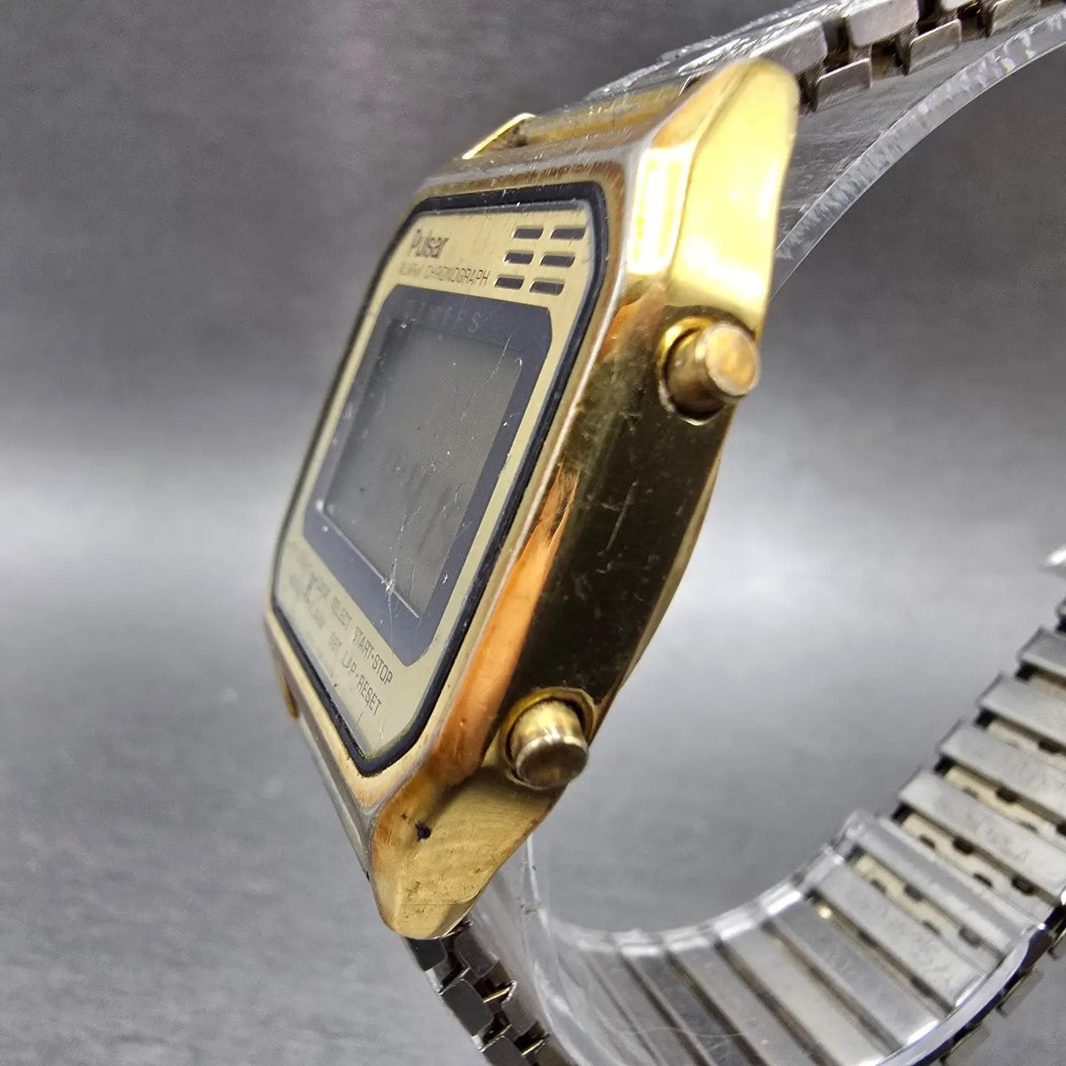Pulsar Digital Watch Men 34mm Gold Alarm Chronograph Y789-5059 READ!!! New Batt2
